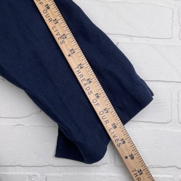 R &K Dress Women 14 Blue Shirt Button Linen Blend Lined Midi Classic - Picture 10 of 16
